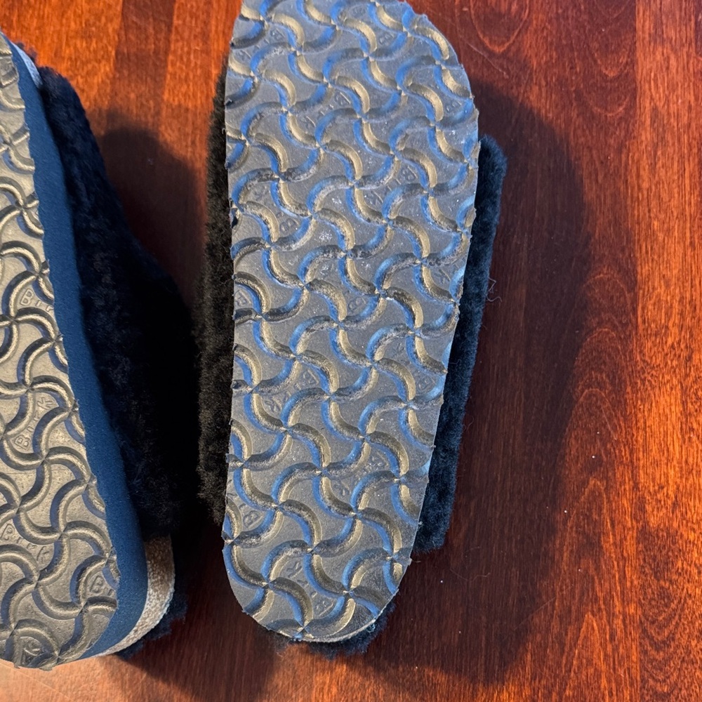 Papillio Arizona Big Buckle Pap Cozy Teddy Black Sherpa Sandal Slides - Picture 10 of 11